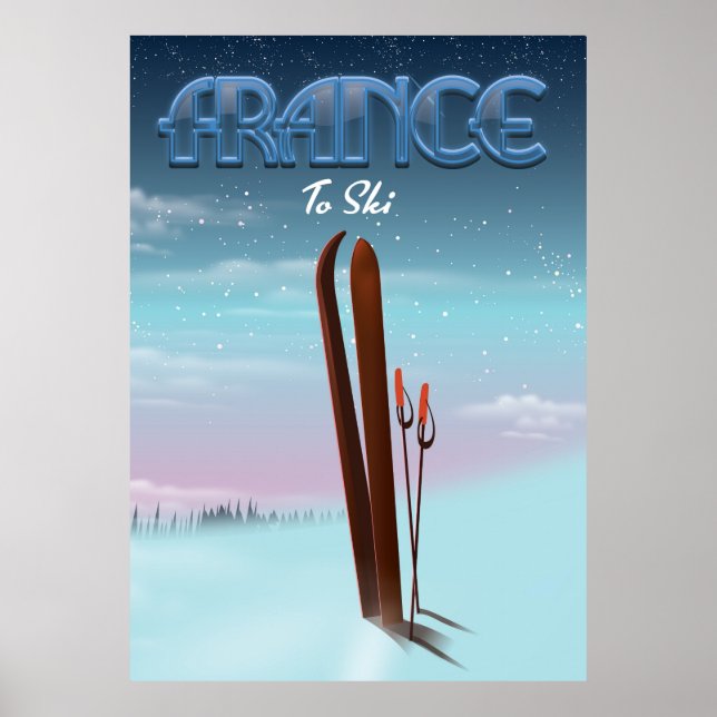 Póster Poster de vacaciones de esquí 'hielo' en Francia (Frente)