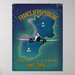 Póster Poster de vacaciones de Francia a España