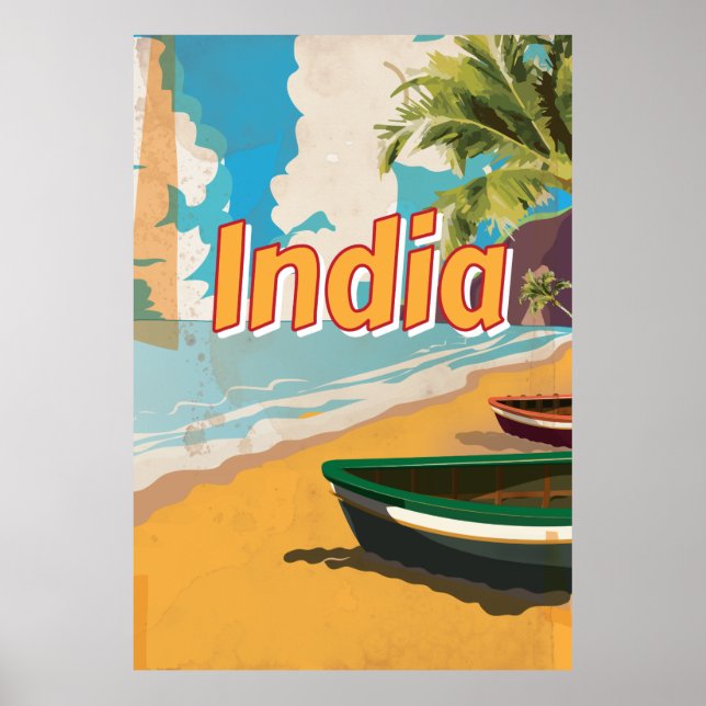 Póster Poster de vacaciones de la India Vintage (Frente)