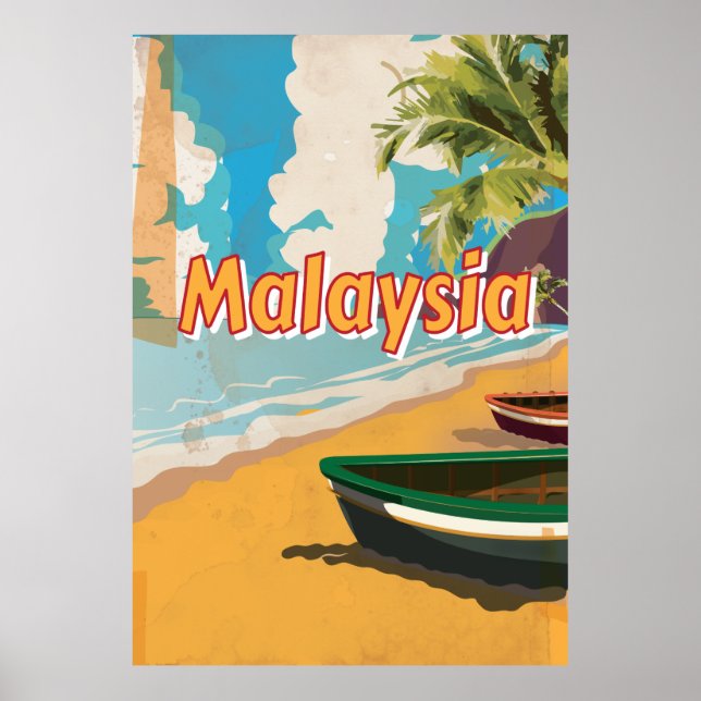 Póster Poster de vacaciones de Malaysia Beach (Frente)