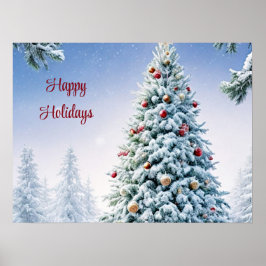 Póster Poster de vacaciones de Navidades de árbol de Navi