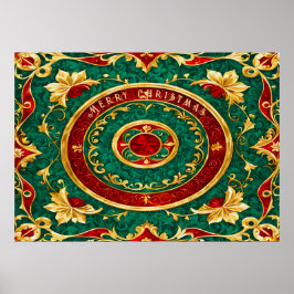 Póster Poster de vacaciones de Navidades florales decorat