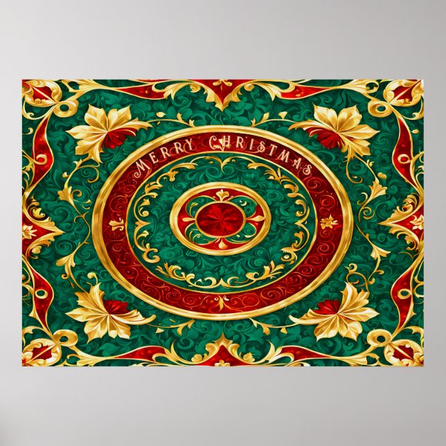 Póster Poster de vacaciones de Navidades florales decorat (Frente)