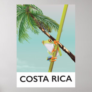 Póster Poster de vacaciones de rana de árbol de Costa Ric