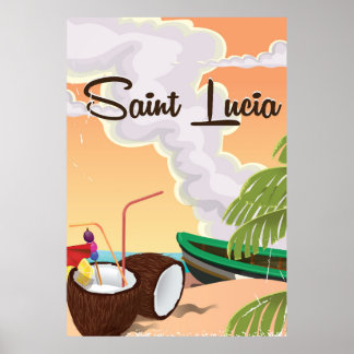 Póster Poster de vacaciones de Santa Lucía Vintage