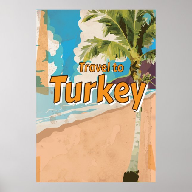 Póster Poster de vacaciones de Turquía Vintage (Frente)