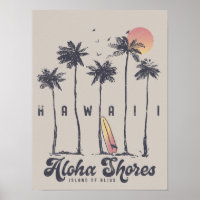 Poster de vacaciones de verano de Hawaii Beach Sur
