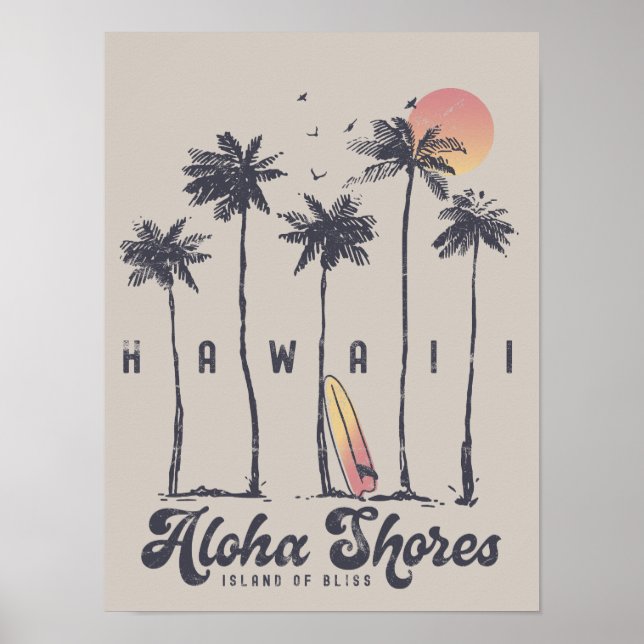 Póster Poster de vacaciones de verano de Hawaii Beach Sur (Frente)