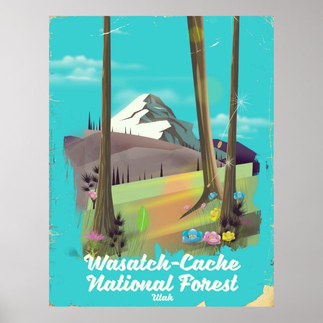 Póster Poster de vacaciones de Wasatch Cache National For (Frente)