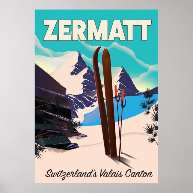 Póster Poster de vacaciones de Zermatt Ski (Frente)