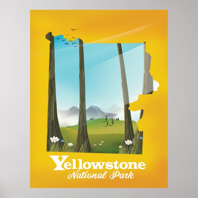 Póster Poster de vacaciones del Parque Nacional Yellowsto (Frente)