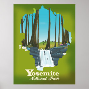 Póster Poster de vacaciones del Parque Nacional Yellowsto