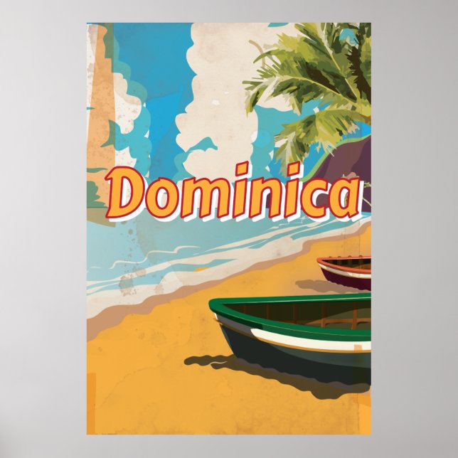 Póster Poster de vacaciones Dominica Vintage (Frente)