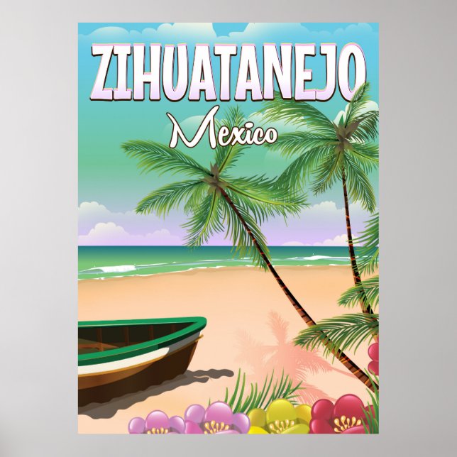 Póster Poster de vacaciones en la playa mexicana de Zihua (Frente)