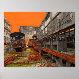 Póster Poster de vagones de locomotoras y trenes