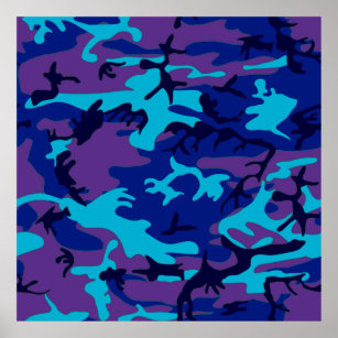 Póster Poster de valor de camuflaje azul oscuro y morado