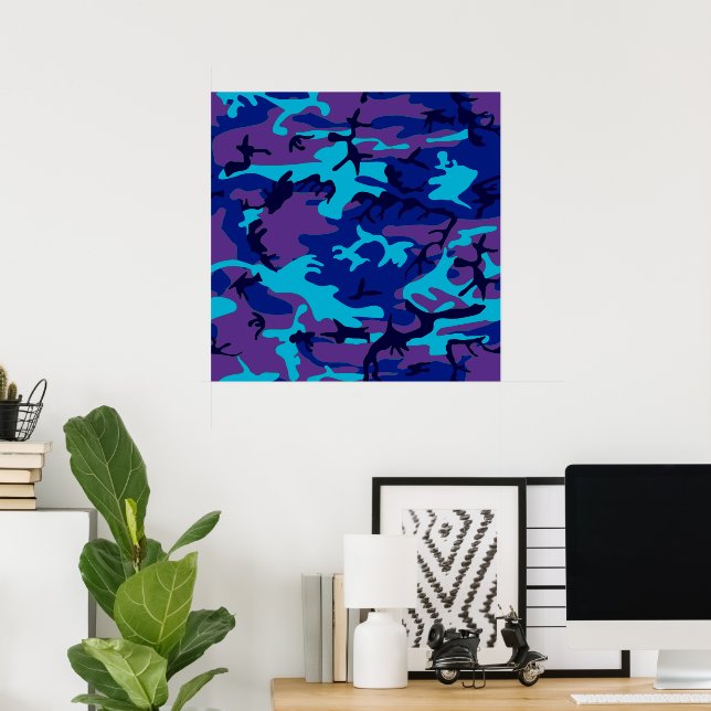 Póster Poster de valor de camuflaje azul oscuro y morado (Oficina en casa)