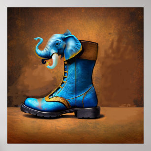 Póster Poster de valor del mate Steampunk Elephant Boot