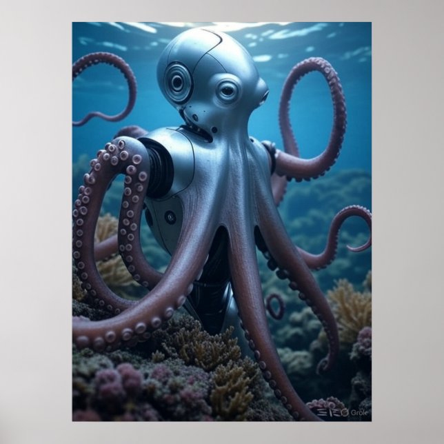 Póster Poster de valor del pulpo cibernético (Frente)