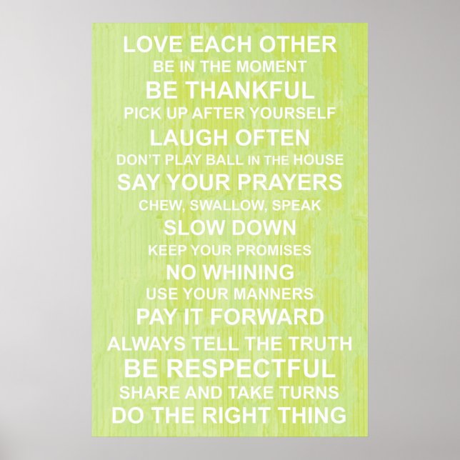 Póster Poster de valores de familia (Frente)