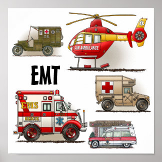 Póster Poster de vehículos EMT de ambulancia