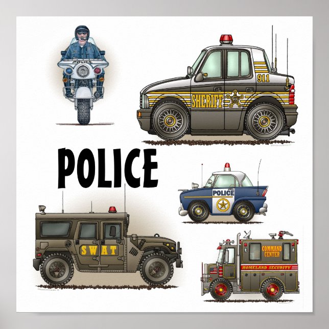 Póster Poster de vehículos policiales (Frente)