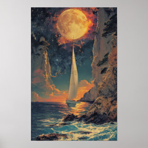 Póster Poster de velero japonés vintage