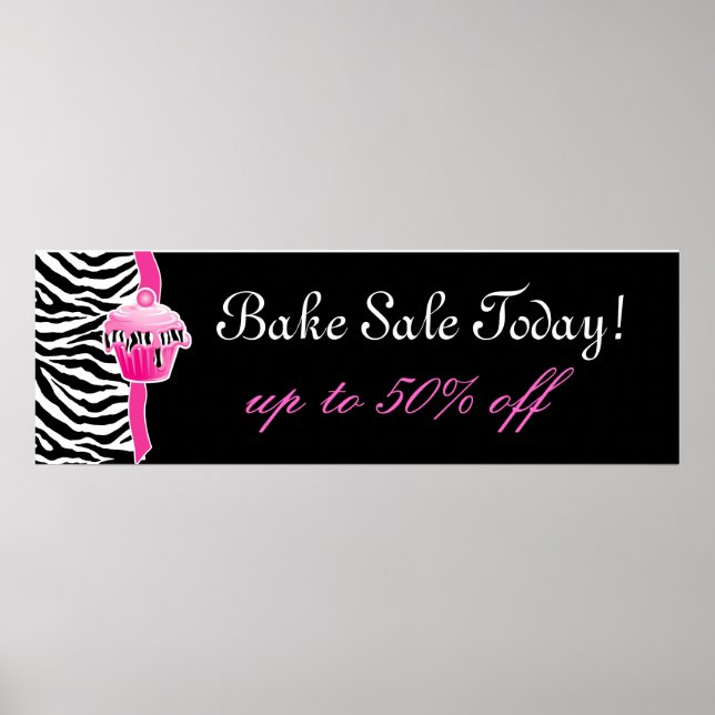 Póster Poster De Venta De Bake Cute De Cebra Cebola Rosa (Frente)