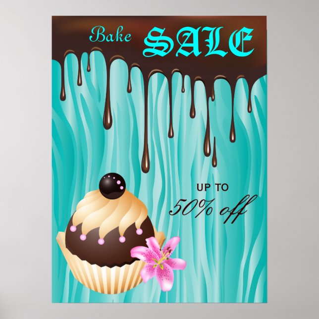 Póster Poster de venta de pastelitos de chocolate azul (Frente)