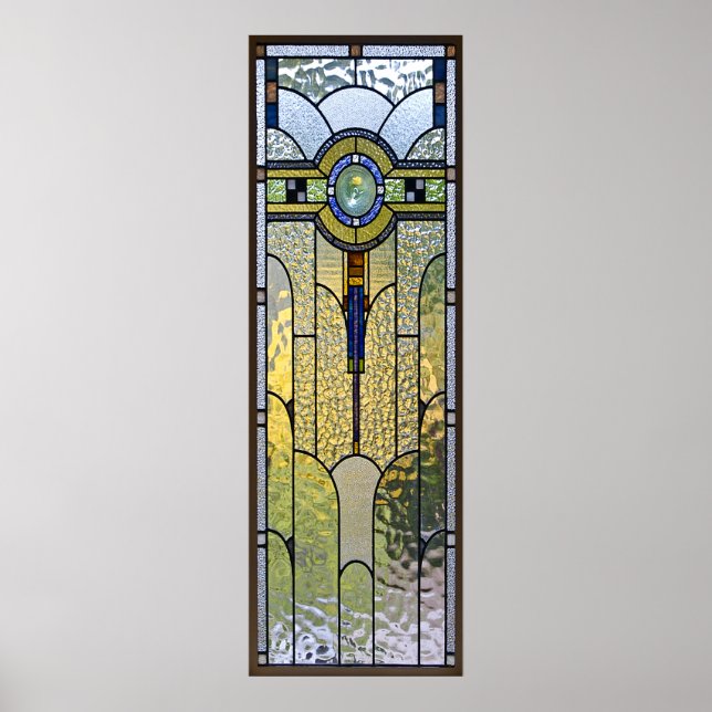 Póster poster de ventana de vidrio teñido de art deco | D (Frente)