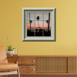 Póster Poster de ventana falsa Relajación del atardecer t