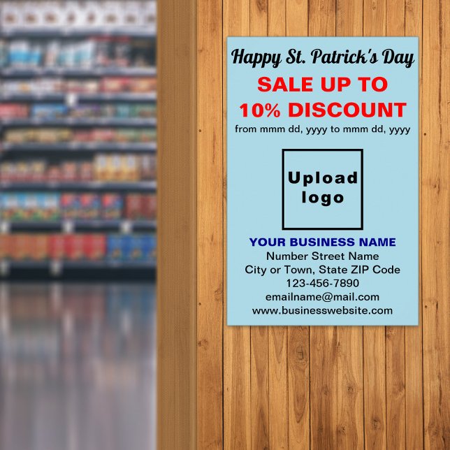 Póster Poster de ventas de negocios Light Blue St. Patric (Light blue St. Patrick's Day business sale poster)