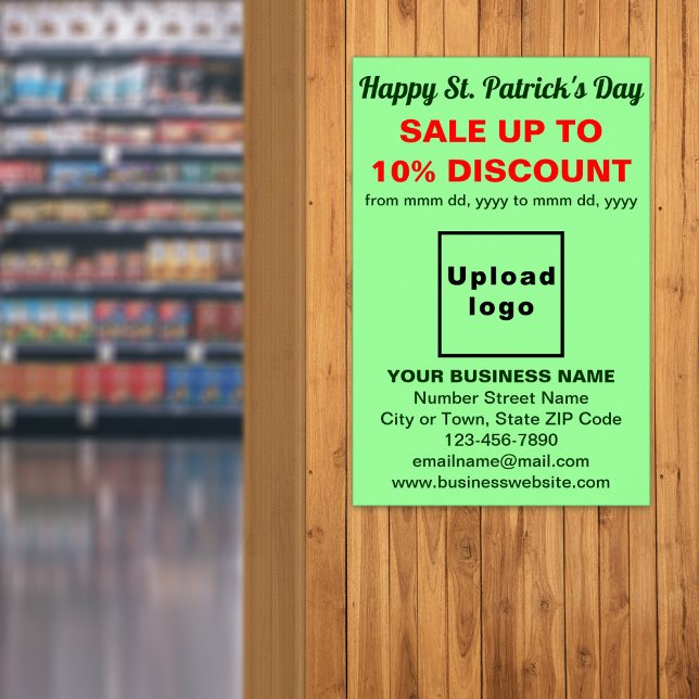 Póster Poster de ventas de negocios Light Green St. Patri (Light green St. Patrick's Day business sale poster)