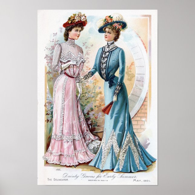 Póster Poster de vestidos antiguos eduardianos (Frente)