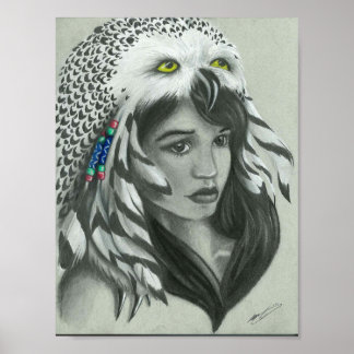 Póster Poster De Vestidos De Cabeza De Búho Snowy