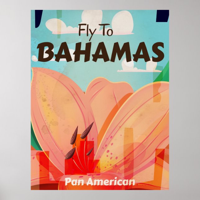 Póster Poster de viaje clásico vintage de Bahamas (Frente)