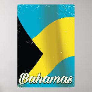 Póster Poster de viaje con bandera de las Bahamas