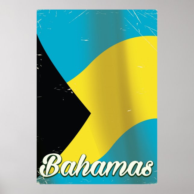 Póster Poster de viaje con bandera de las Bahamas (Frente)