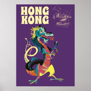 Póster Poster de viaje de Dragon de Hong Kong