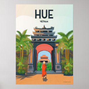 Póster poster de viaje de época de Hue vietnam