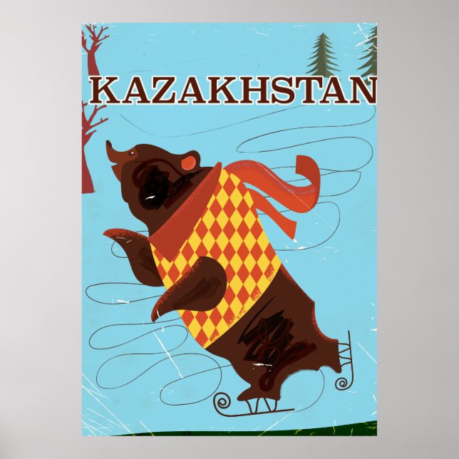 Póster poster de viaje de kazajistán personalizado (Frente)