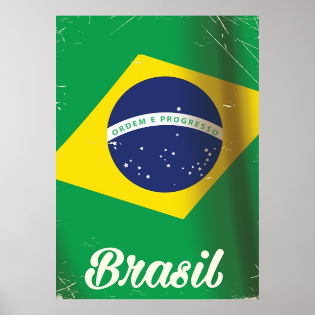 Póster Poster de viaje de la bandera nacional de Brasil (Frente)