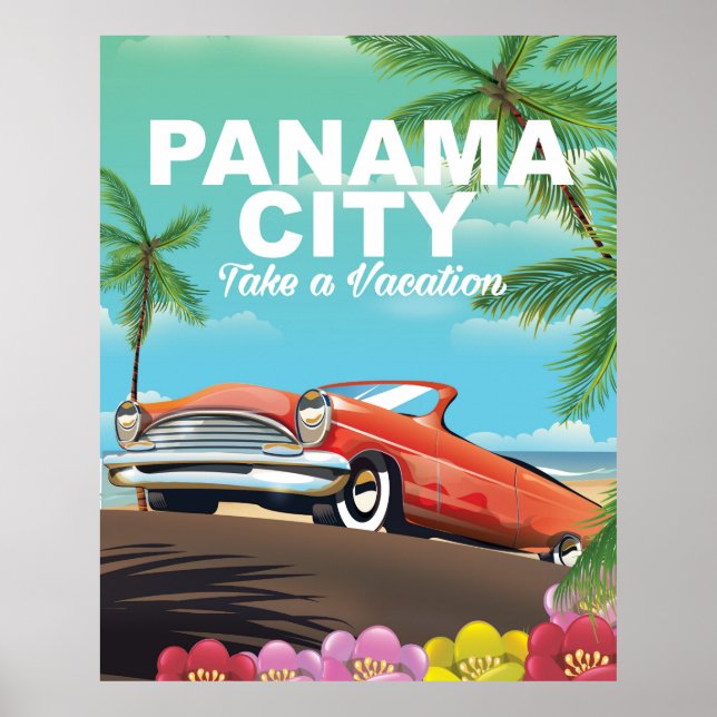 Póster poster de viaje de la ciudad de panama (Frente)