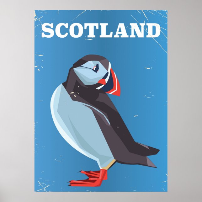 Póster Poster de viaje de la cosecha de Escocia Puffin (Frente)