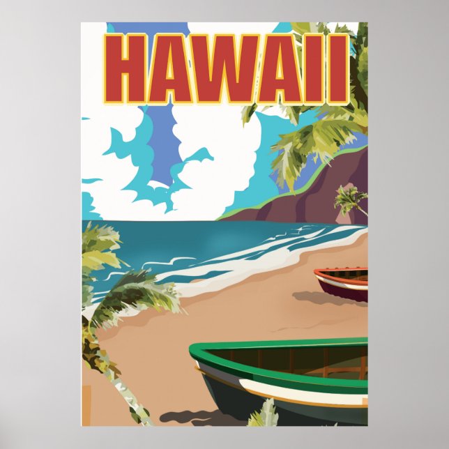 Póster Poster de viaje de la época de Hawaii (Frente)