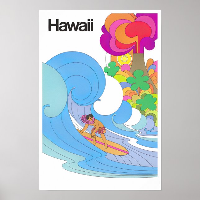 Póster Poster de viaje de la época de Hawaii (Frente)