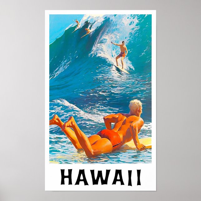 Póster Poster de viaje de la época de Hawaii (Frente)