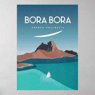 Póster Poster de viaje de la isla Bora bora