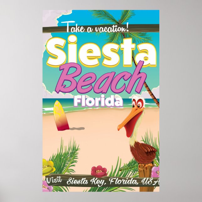 Póster Poster de viaje de la playa de Siesta florida (Frente)