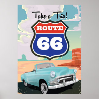 Póster Poster de viaje de la ruta 66 vintage